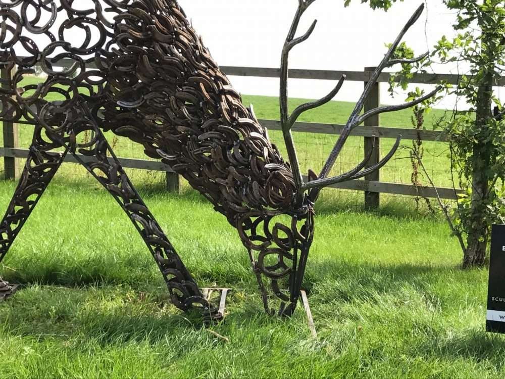 Horseshoe Stag With Antlers Sculpture