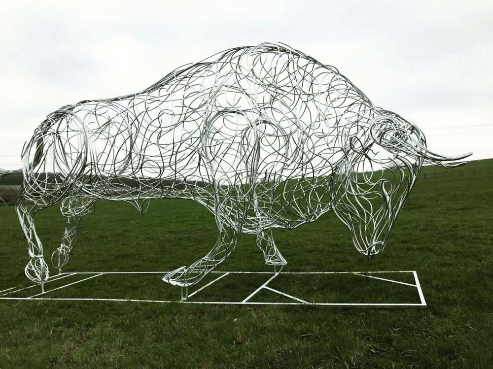 Bull Charging Sculpture