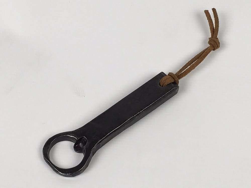 rustic black bottle opener with brown cord