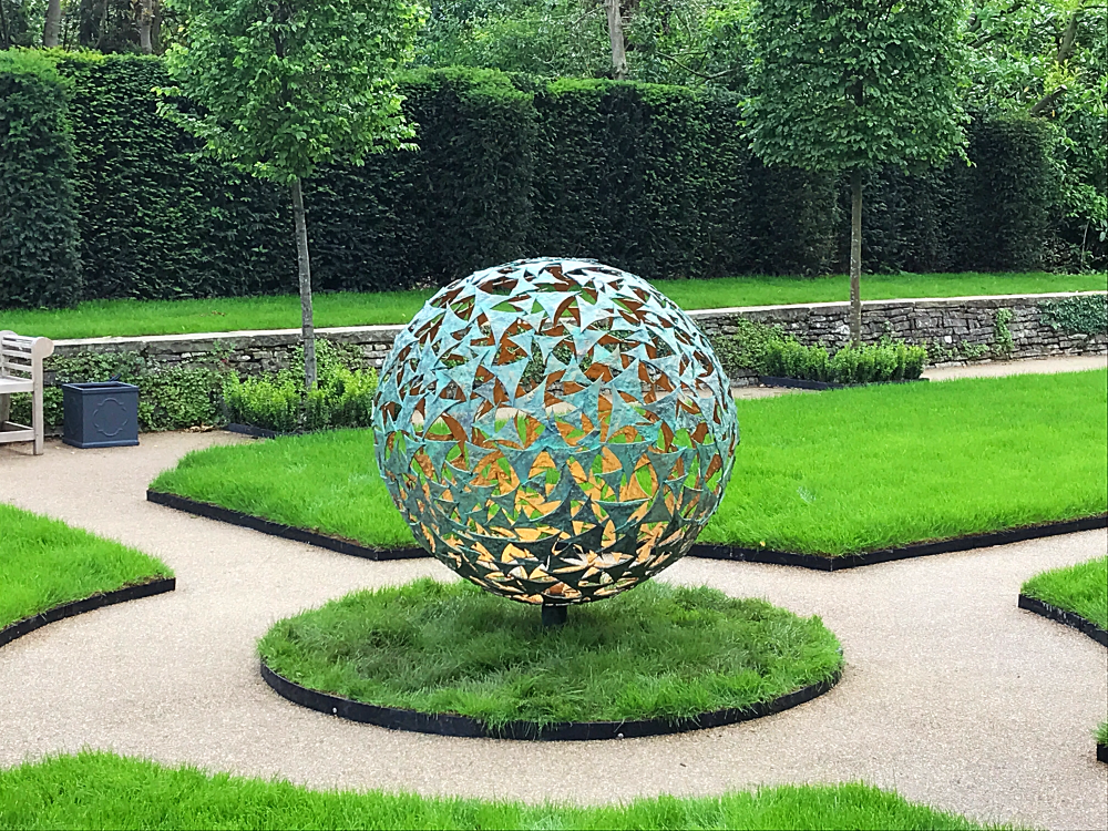 Verdigris & Gold Sphere Sculpture