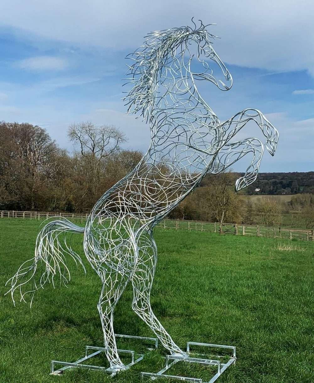 Rearing Horse Sculpture On A Sunny Day