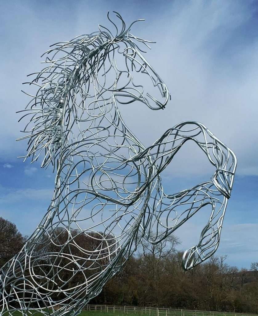 Galvanised Silver Rearing Horse