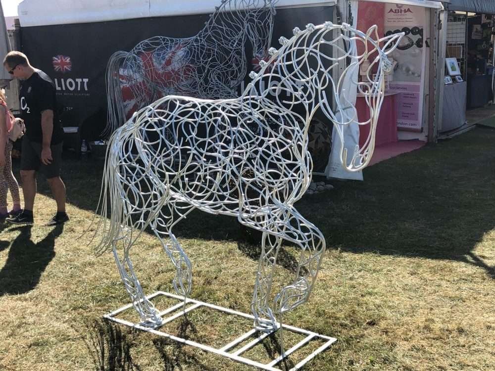 Dressage Horse Sculpture In Front Of Stalls