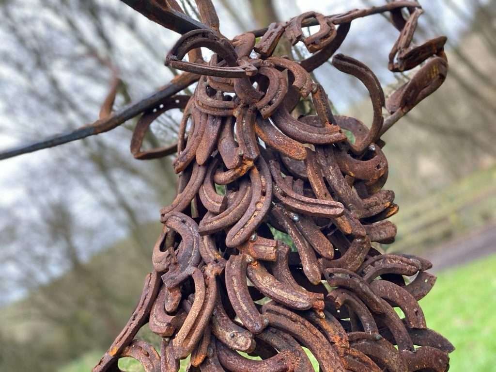 Close Up of Horseshoe Stag Sculpture