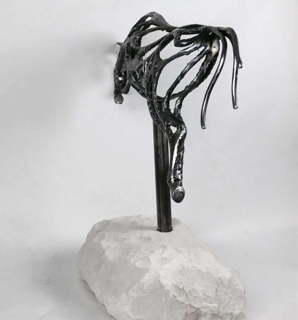 Side Of Abstract Jumping Horse Sculpture
