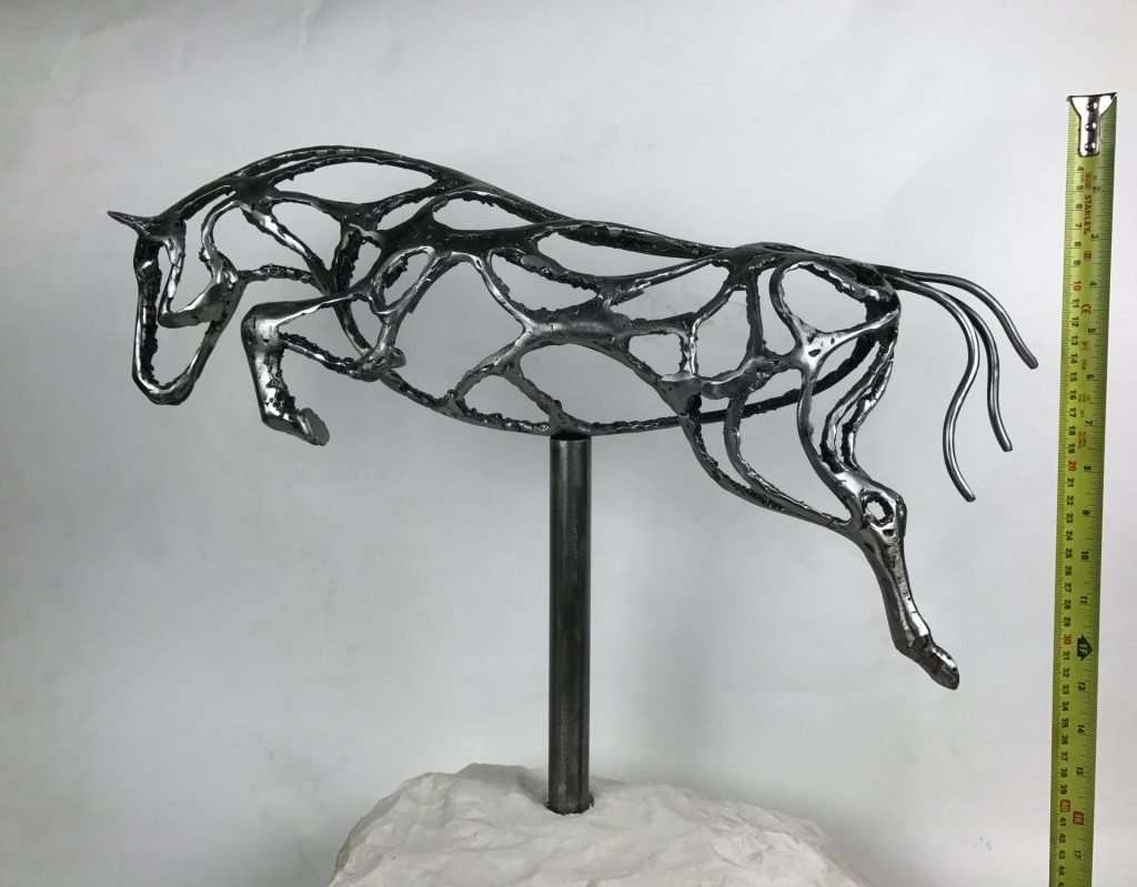 Abstract Jumping Horse Sculpture