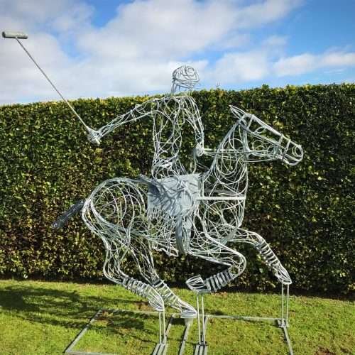 Large Silver Polo Pony Sculpture