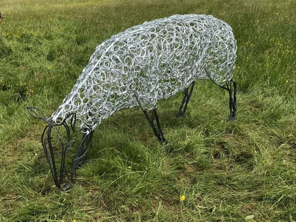 Galvanised Silver Sheep Sculpture