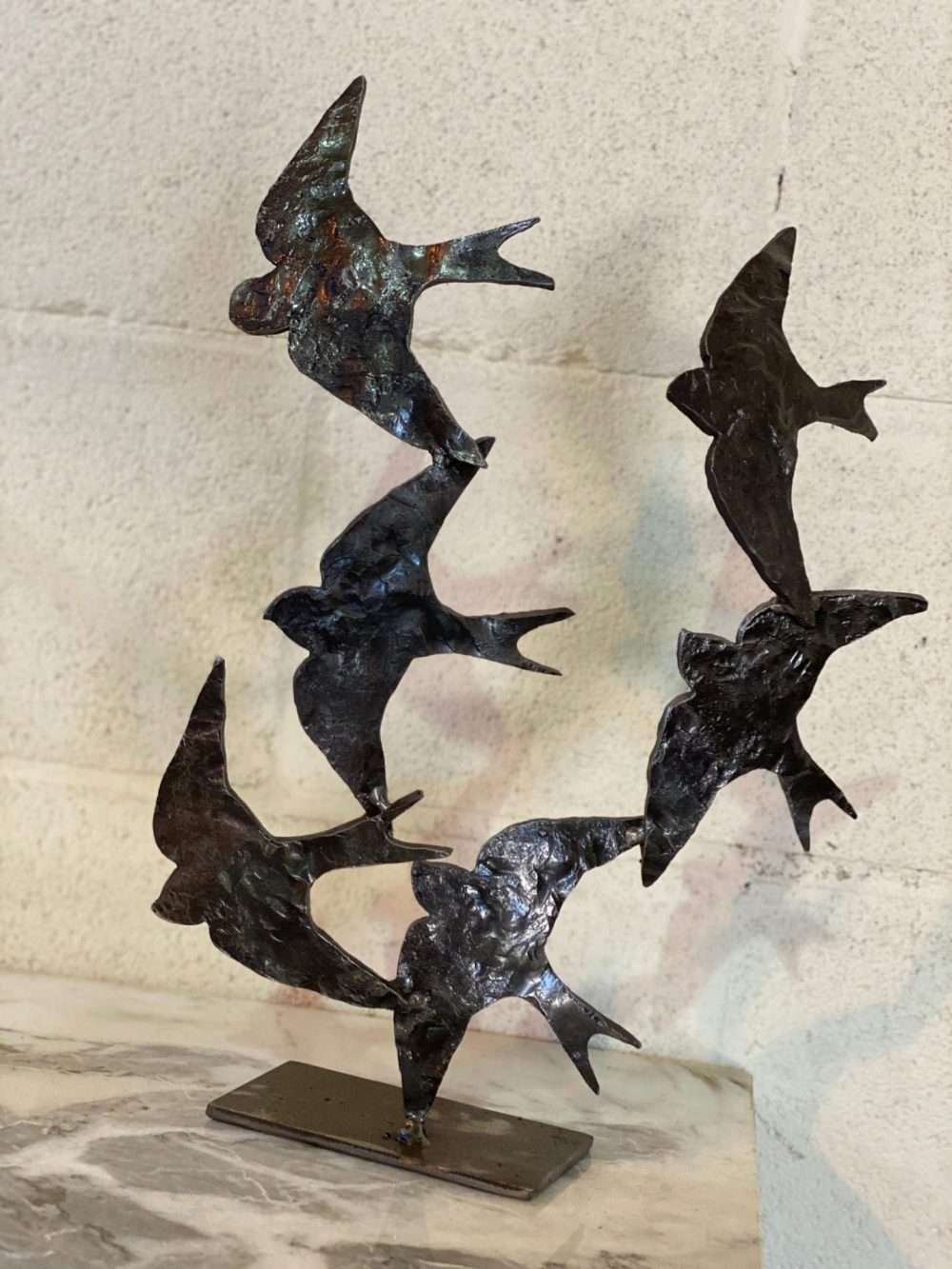 Swifts in Flight Black Sculpture
