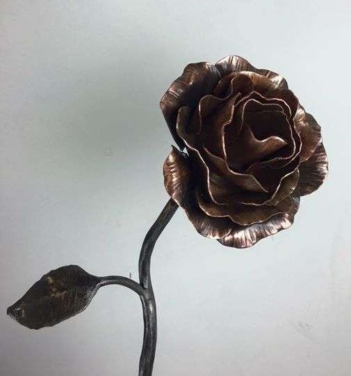 Copper Rose Sculpture