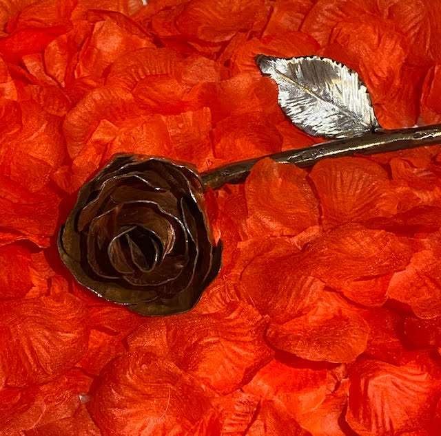 Close Up of Handmade Copper Rose