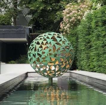 Verdigris and Gold Sphere Sculpture