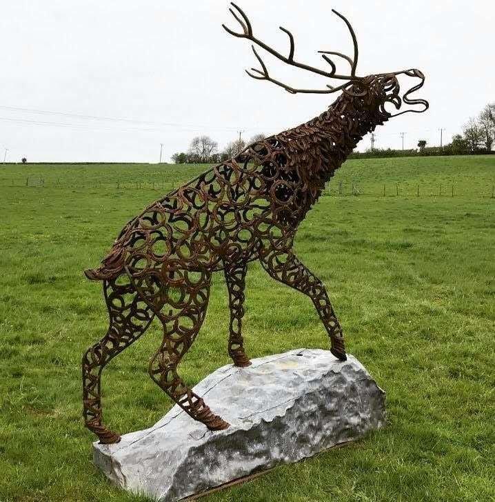 Bronze Horseshoe Stag With Antlers