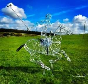 Horse and Jokey Playing Polo Sculpture
