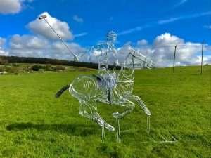 Horse and Jokey Playing Polo Silver Sculpture