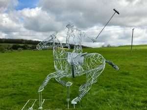 Horse and Jokey Large Playing Polo Sculpture