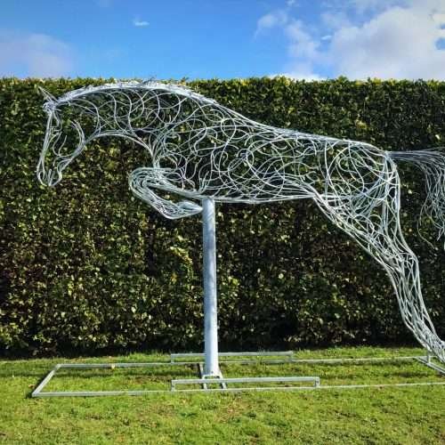 Large Silver Jumping Horse
