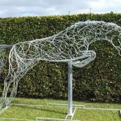 Silver Jumping Horse Sculpture