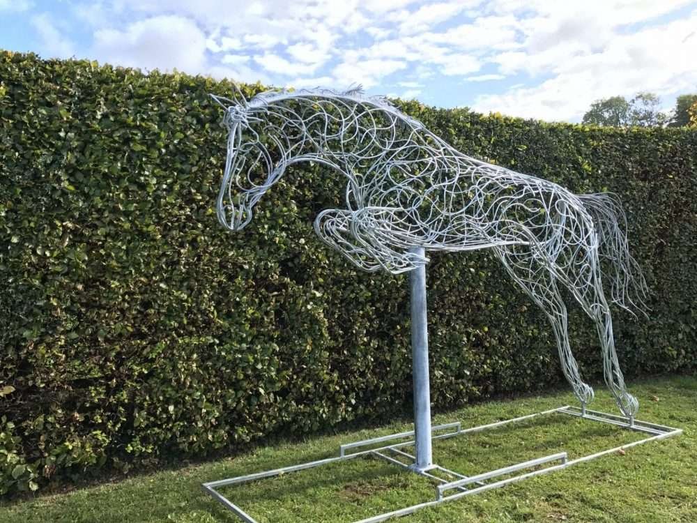 Side View of Wire Jumping Horse