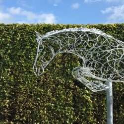 Jumping Horse Next To Hedge