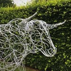 Galvanised Silver Bull Sculpture
