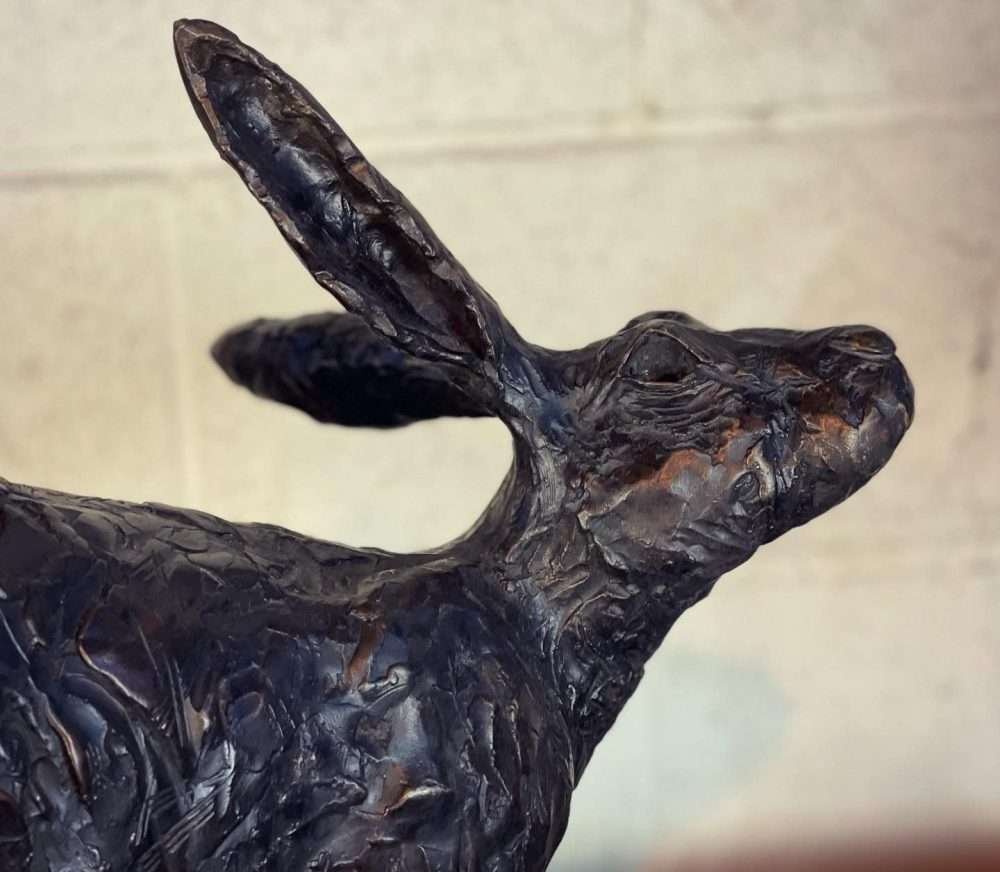 Running Hare 2020 Bronze Sculpture head shot