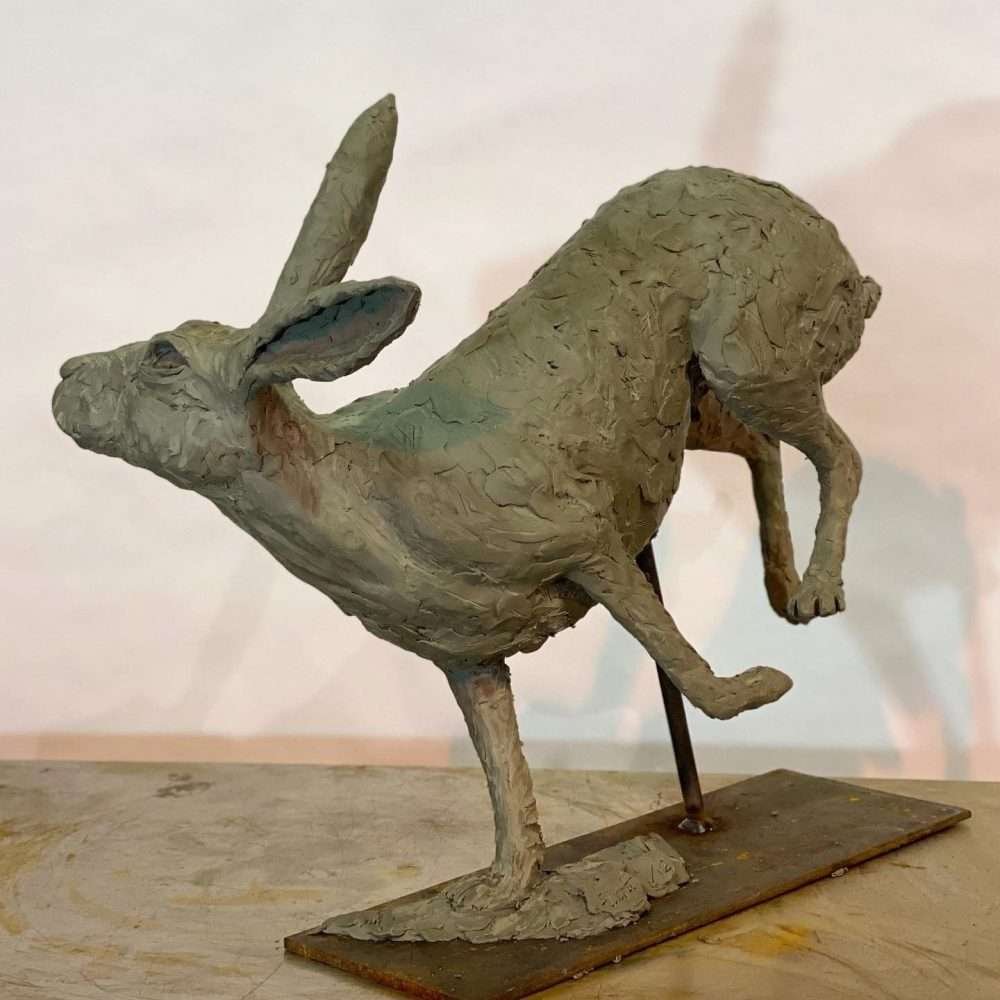 Running Hare 2020 Bronze Sculpture clay