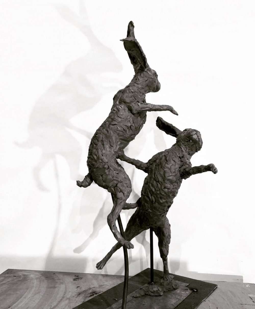 Boxing Hares 2020 side view