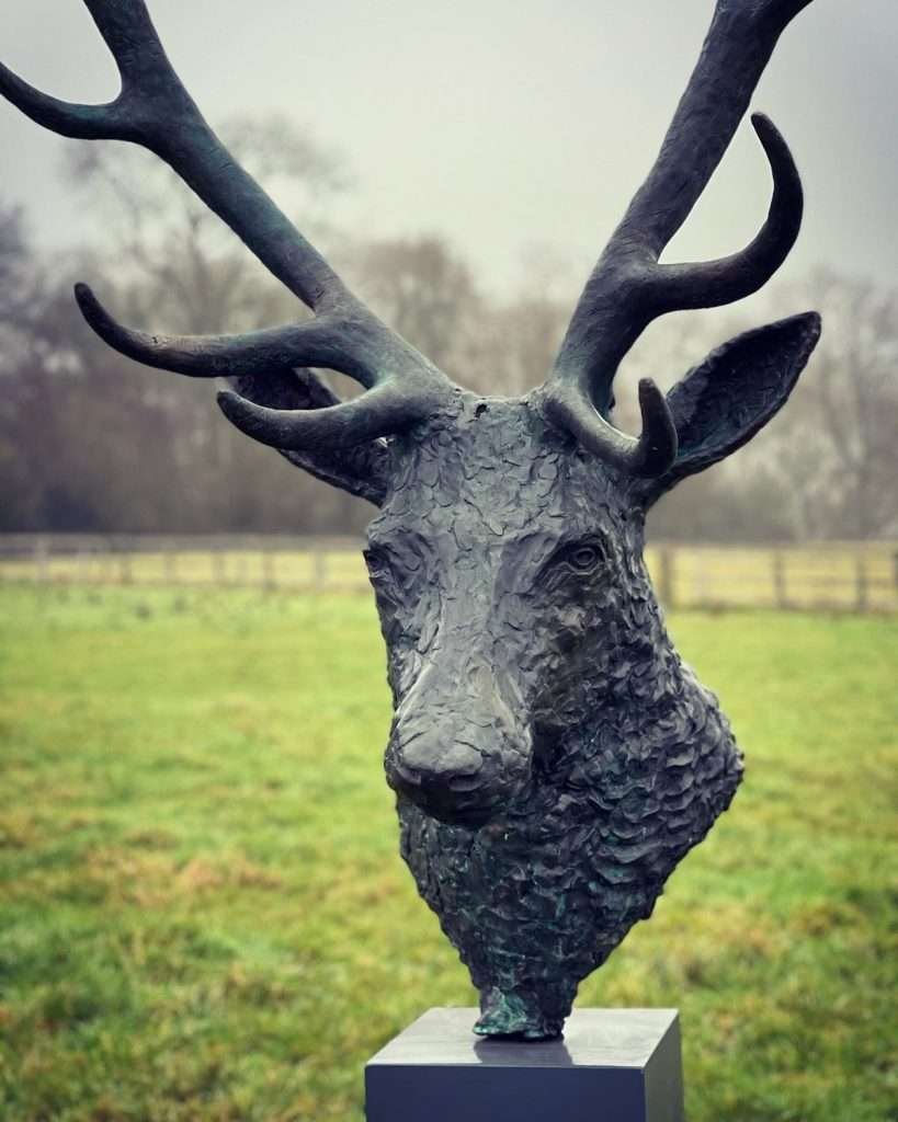 stag head sculpture close up