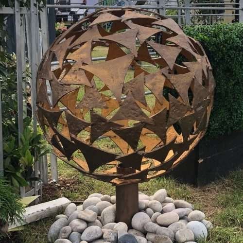 small bronze sphere sculpture