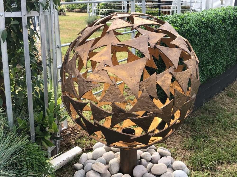 bronze sphere rock base