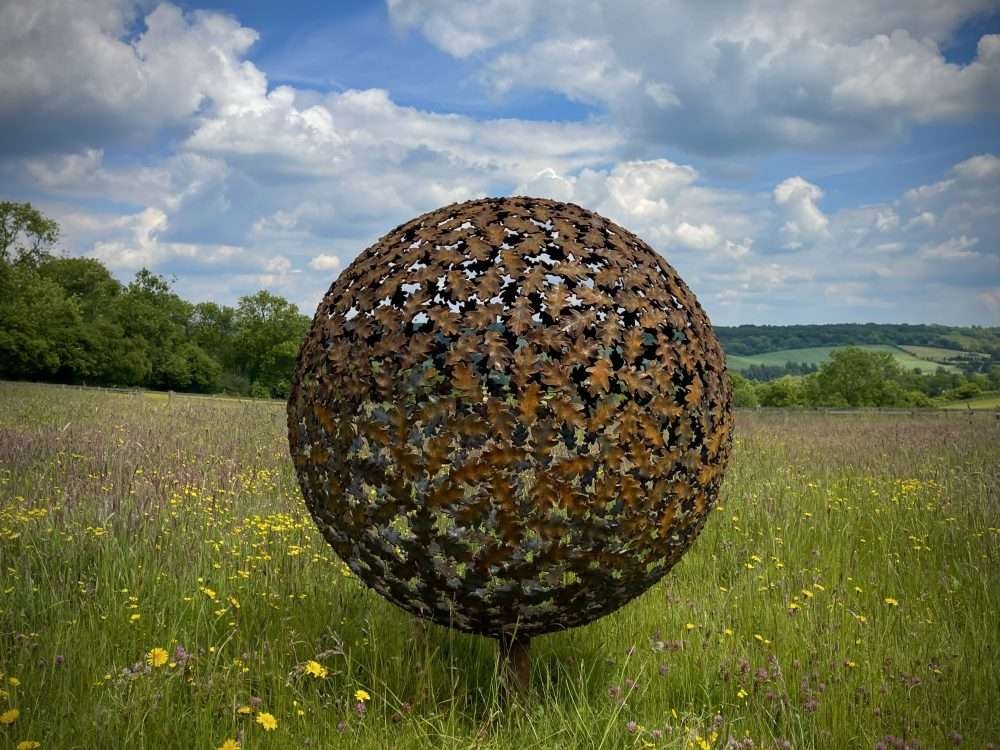 Oak leaf sphere sculpture