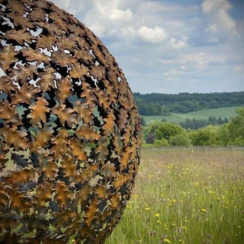 Oak leaf sphere sculpture