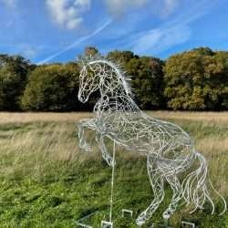 Single Rearing Horse Sculpture