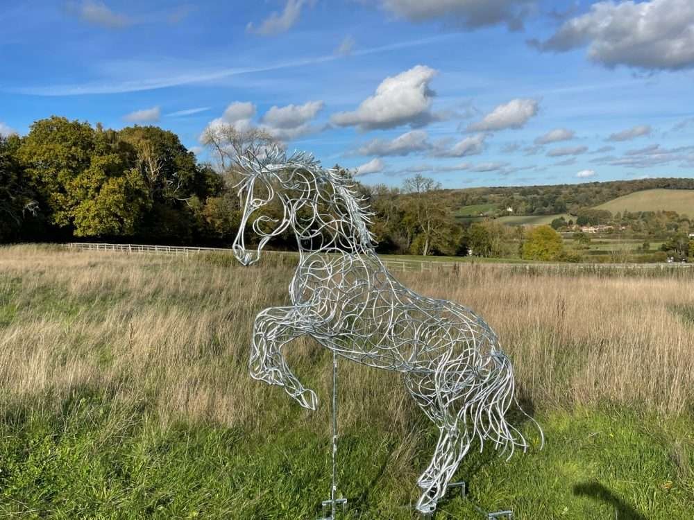 Side View Rearing Horse Sculpture